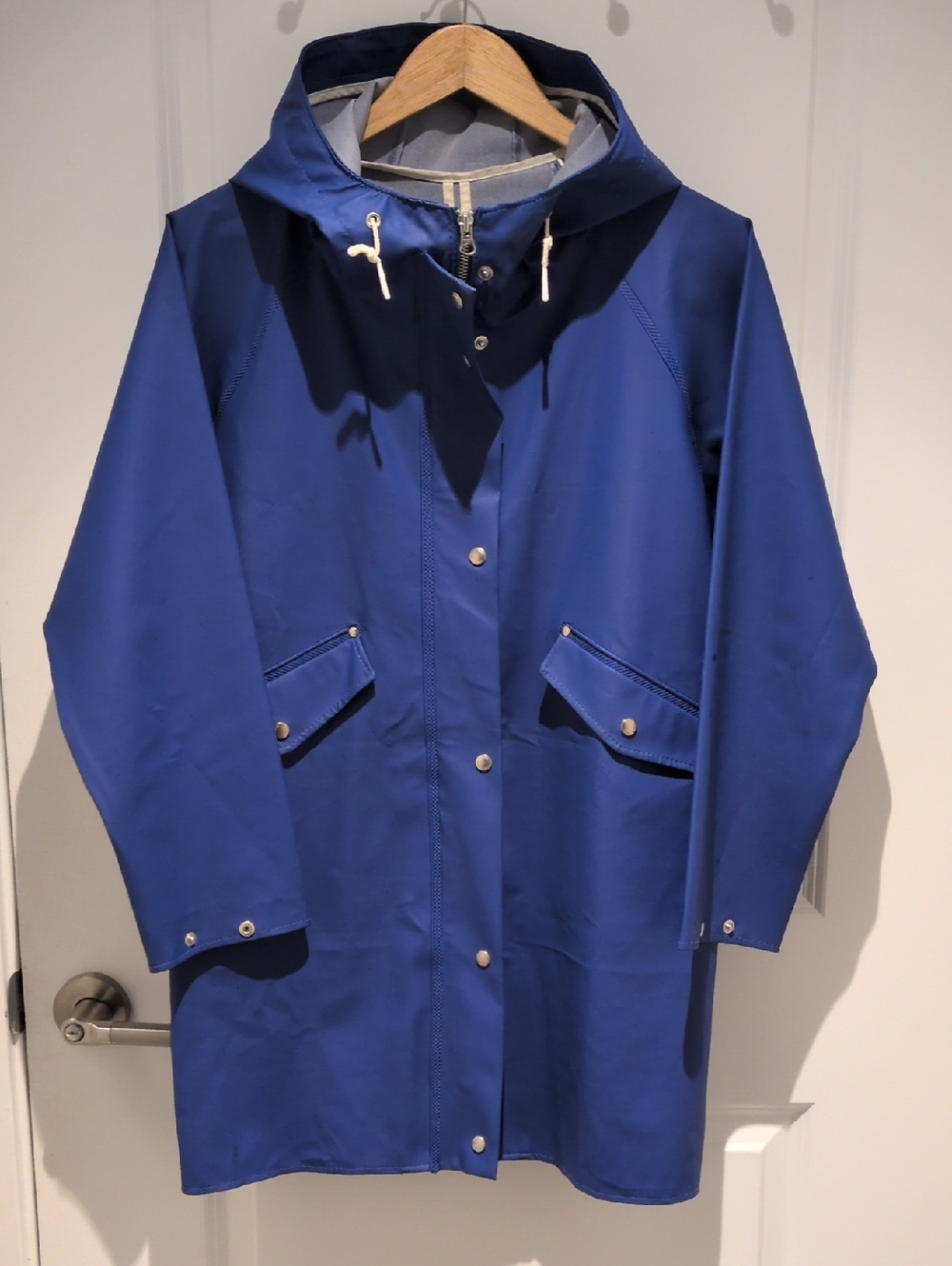 Norse Projects Royal Blue Hooded Rain Trench Coat